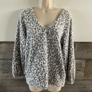Liverpool Los Angeles Twist Back Soft Sweater Sz Small Black White Eyelash (Q1)